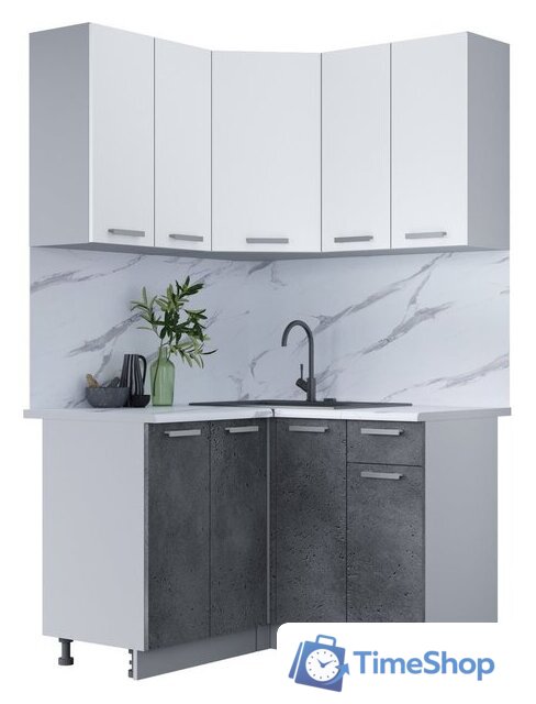 Готовая кухня Интерлиния Мила Лайт 1.2x1.2 (белый платинум/бетон портленд/белый гранит) - Изображение №1 — Интернет-магазин Time-Shop