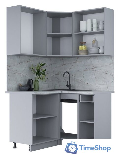 Готовая кухня Интерлиния Мила Лайт 1.2x1.2 (белый платинум/бетон портленд/белый гранит) - Изображение №3 — Интернет-магазин Time-Shop