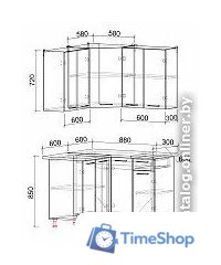 Готовая кухня Интерлиния Мила Лайт 1.2x1.2 (белый платинум/бетон портленд/белый гранит) - Изображение №4 — Интернет-магазин Time-Shop