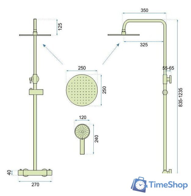 Душевая система  Rea Vincent Matt Gold REA-P6602 - Изображение №8 — Интернет-магазин Time-Shop