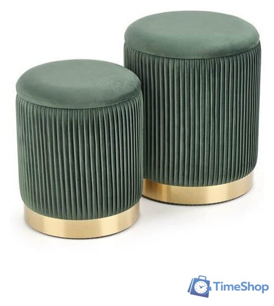 Пуфик Halmar Комплект MONTY 2 шт темно-зеленый/золотой - Изображение №1 — Интернет-магазин Time-Shop