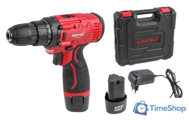 Дрель-шуруповерт Wortex LX BD 1215 Li 0329353 (с 2-мя АКБ, кейс) - Изображение №1 — Интернет-магазин Time-Shop