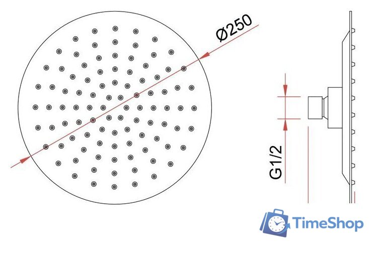 Верхний душ Berges Wasserhaus Ventas R 074003 - Изображение №3 — Интернет-магазин Time-Shop