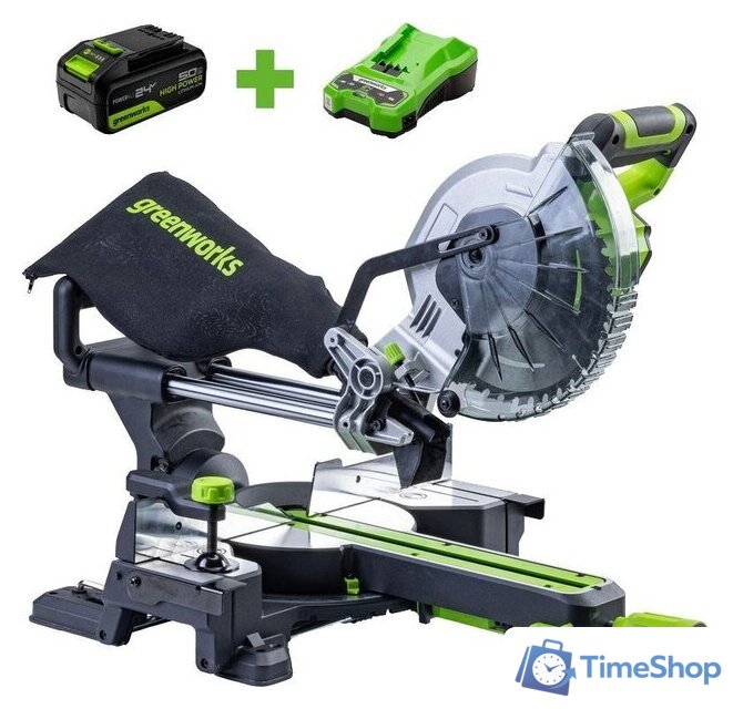 Торцовочная пила Greenworks GD24MS216 1501707UG (с 1-им АКБ) - Изображение №1 — Интернет-магазин Time-Shop