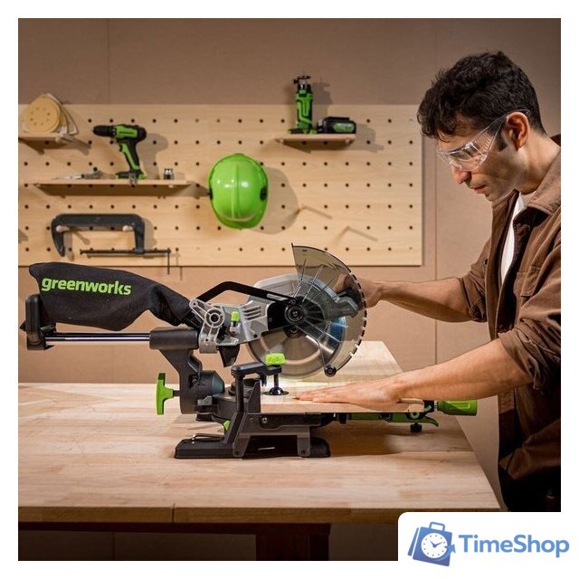 Торцовочная пила Greenworks GD24MS216 1501707UG (с 1-им АКБ) - Изображение №17 — Интернет-магазин Time-Shop