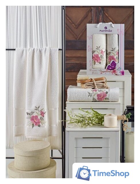 Набор полотенец Merzuka 50x90/70x140 10678 (2 шт, кремовый) - Изображение №2 — Интернет-магазин Time-Shop