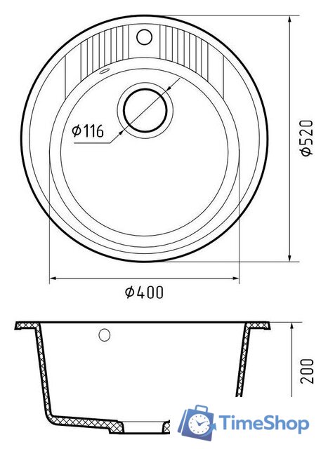 Кухонная мойка GranFest Rondo 520 (черный) - Изображение №3 — Интернет-магазин Time-Shop