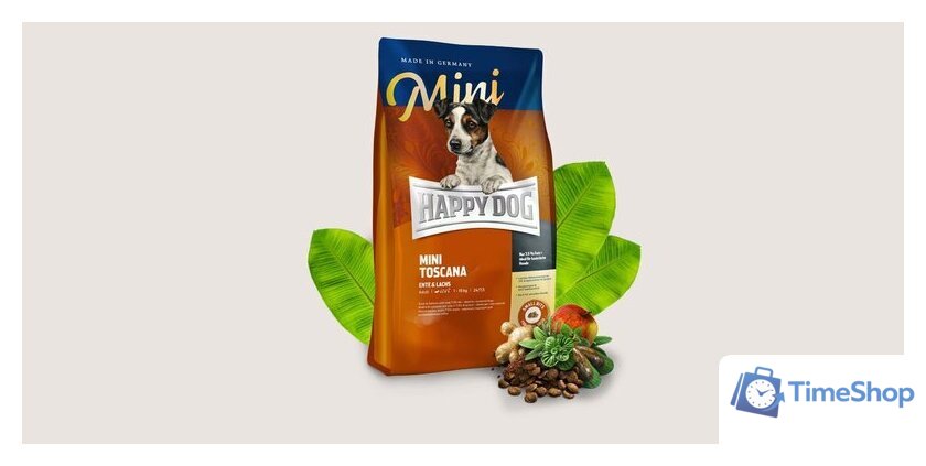 Сухой корм для собак Happy Dog Mini Toscana. Утка и лосось 61300 10 кг - Изображение №3 — Интернет-магазин Time-Shop