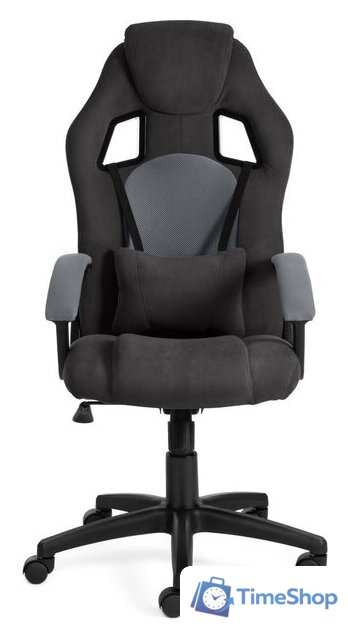 Игровое (геймерское) кресло TetChair Driver (флок/ткань, черный/серый) - Изображение №5 — Интернет-магазин Time-Shop