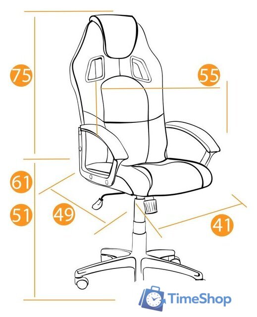 Игровое (геймерское) кресло TetChair Driver (флок/ткань, черный/серый) - Изображение №18 — Интернет-магазин Time-Shop