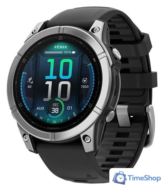 Умные часы Garmin Fenix E 47мм (нержавеющая сталь, черный силиконовый ремешок) - Изображение №1 — Интернет-магазин Time-Shop