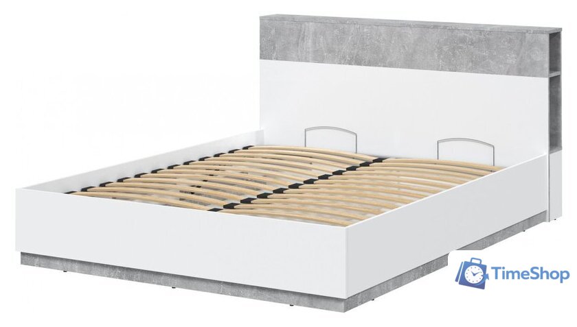 Кровать Интерлиния Quartz QZ-К160 с ПМ (белый платинум/бетон) - Изображение №1 — Интернет-магазин Time-Shop