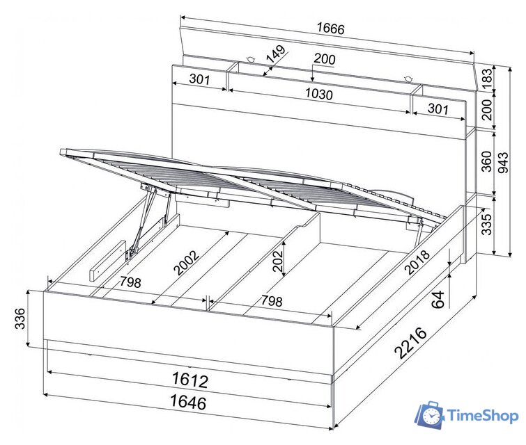 Кровать Интерлиния Quartz QZ-К160 с ПМ (белый платинум/бетон) - Изображение №5 — Интернет-магазин Time-Shop