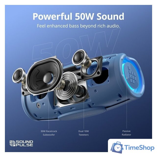 Беспроводная колонка Tronsmart Mirtune S100 (синий) - Изображение №2 — Интернет-магазин Time-Shop