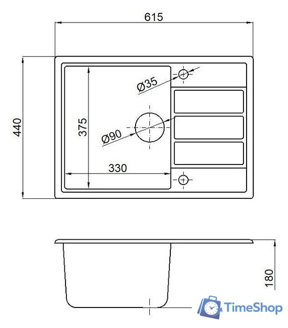 Кухонная мойка Marblan Recta L (иней) - Изображение №5 — Интернет-магазин Time-Shop