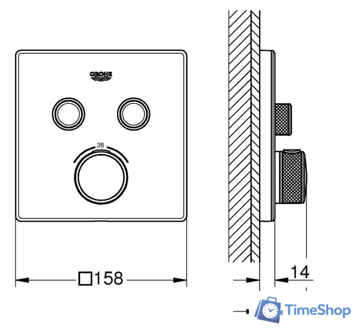Смеситель без скрытого механизма Grohe Grohtherm SmartControl 29156LS0 - Изображение №2 — Интернет-магазин Time-Shop