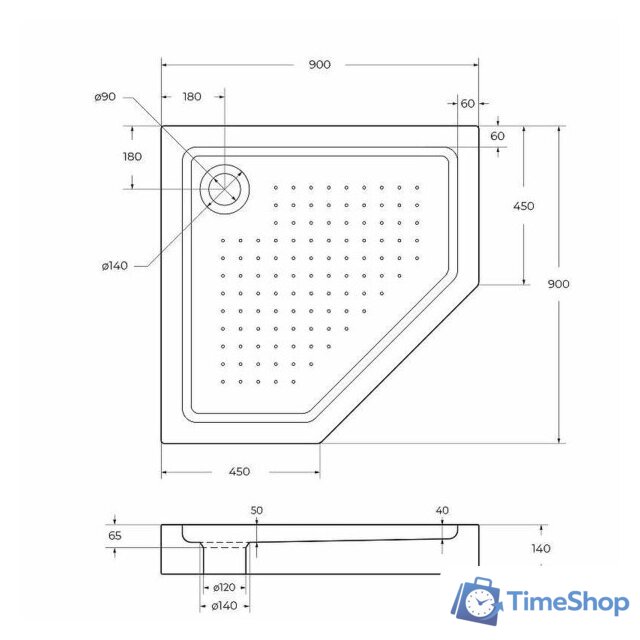 Душевой поддон BelBagno TRAY-BB-P-90-15-W 90x90 - Изображение №7 — Интернет-магазин Time-Shop