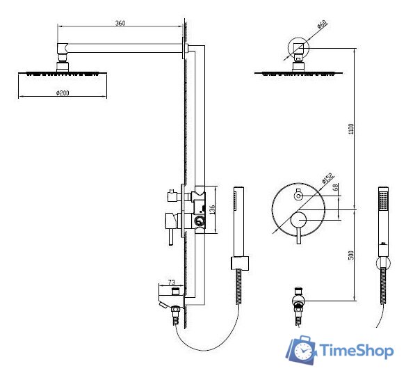 Душевая система  RGW SP-52 (хром) - Изображение №2 — Интернет-магазин Time-Shop