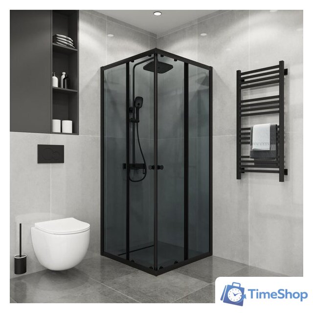 Душевой уголок Niagara Eco NG-1008-14QT 80x80x190 (черный/стекло тонированное) - Изображение №3 — Интернет-магазин Time-Shop