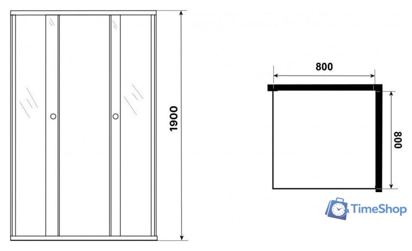 Душевой уголок Niagara Eco NG-1008-14QT 80x80x190 (черный/стекло тонированное) - Изображение №5 — Интернет-магазин Time-Shop