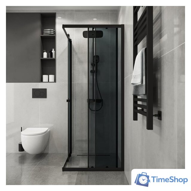 Душевой уголок Niagara Eco NG-1008-14QT 80x80x190 (черный/стекло тонированное) - Изображение №4 — Интернет-магазин Time-Shop