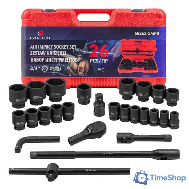 Набор трещотка с головками Everforce EF-68262-5MPB (26 предметов) - Изображение №2 — Интернет-магазин Time-Shop