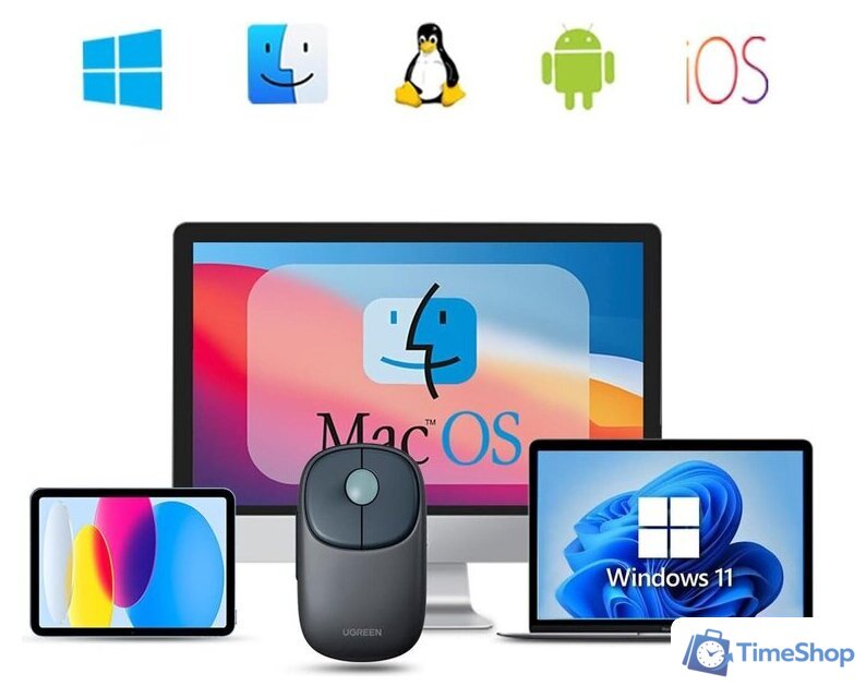 Мышь Ugreen Fun+ MU102 90538 (серый/темно-синий) - Изображение №5 — Интернет-магазин Time-Shop