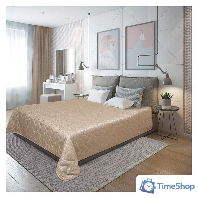 Покрывало Nivasan Модерн P.Md 240-4 (240x240, бежевый) - Изображение №1 — Интернет-магазин Time-Shop