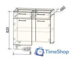 Шкаф напольный Интерлиния Компо НШ80рш2 (дуб золотой) - Изображение №3 — Интернет-магазин Time-Shop