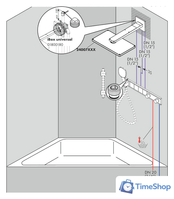 Скрытый механизм Hansgrohe RainSelect 15312180 - Изображение №4 — Интернет-магазин Time-Shop
