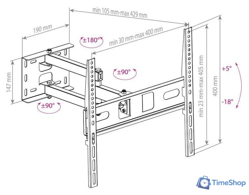 Кронштейн для телевизора Arm Media PT-15 NEW (черный) - Изображение №4 — Интернет-магазин Time-Shop