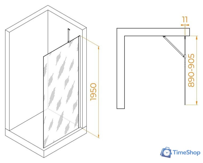 Душевая стенка RGW WA-102 351010209-11 90 (хром/прозрачное стекло) - Изображение №2 — Интернет-магазин Time-Shop