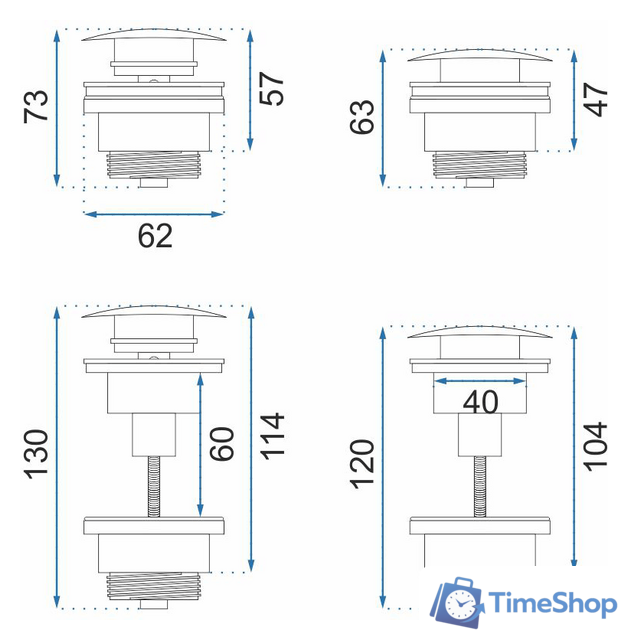 Сифон Rea Klik-Klak A5693 (хром) - Изображение №5 — Интернет-магазин Time-Shop