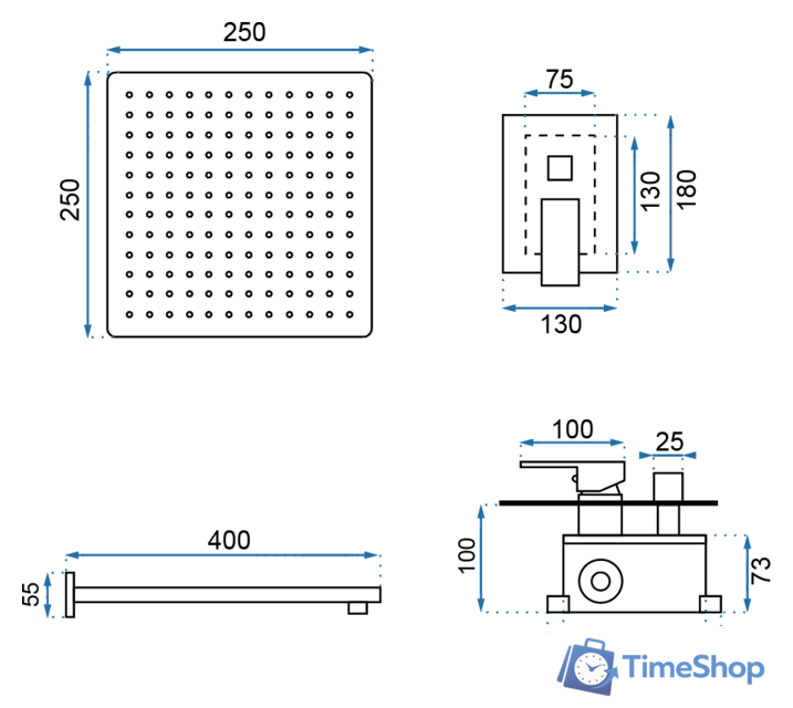 Душевая система  Rea Fenix REA-P8401 (золотой) - Изображение №8 — Интернет-магазин Time-Shop