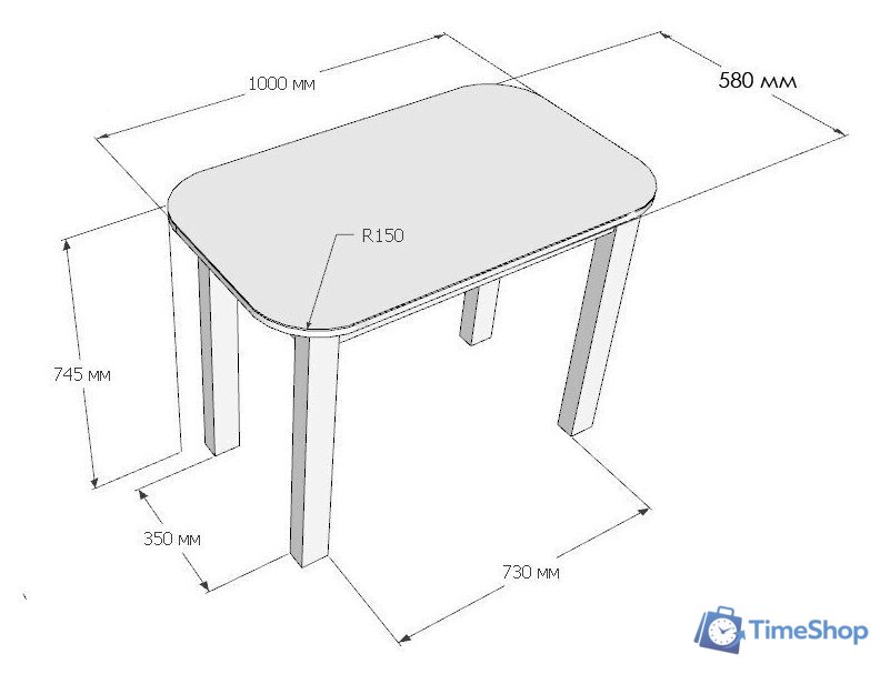 Кухонный стол Senira Р-02.06-01 (белый глянец/белый) - Изображение №3 — Интернет-магазин Time-Shop