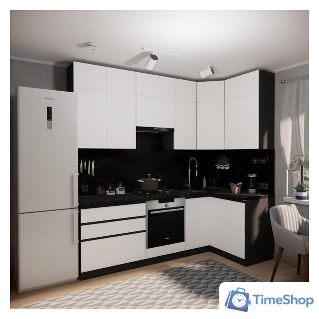 Готовая кухня ВерсоМебель Эко Премиум 1.2x2.4 правая (белый фасадный/ст. тунис) - Изображение №7 — Интернет-магазин Time-Shop