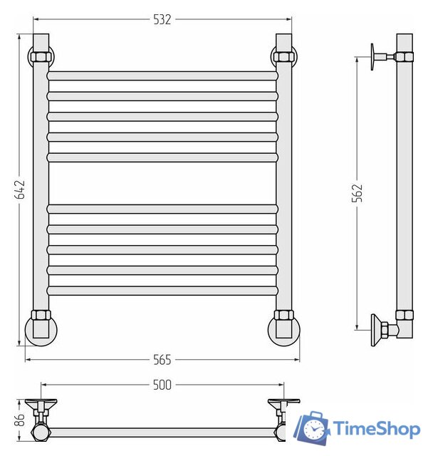 Полотенцесушитель Сунержа Аксиома-10 60x50 00661-6050 - Изображение №5 — Интернет-магазин Time-Shop