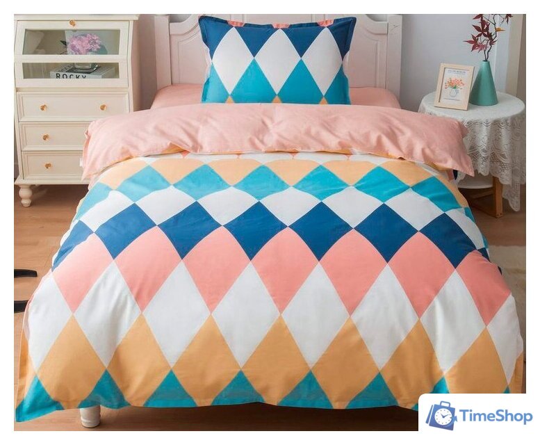 1.5-спальный комплект постельного белья Sofi De MarkO Ромбики Дет-769 (цветной) - Изображение №1 — Интернет-магазин Time-Shop