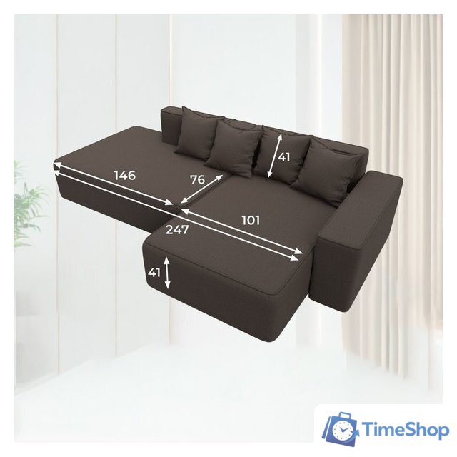 Угловой диван Лига диванов Лига-079 правый 129812 (рогожка амур 05 коричневый) - Изображение №9 — Интернет-магазин Time-Shop