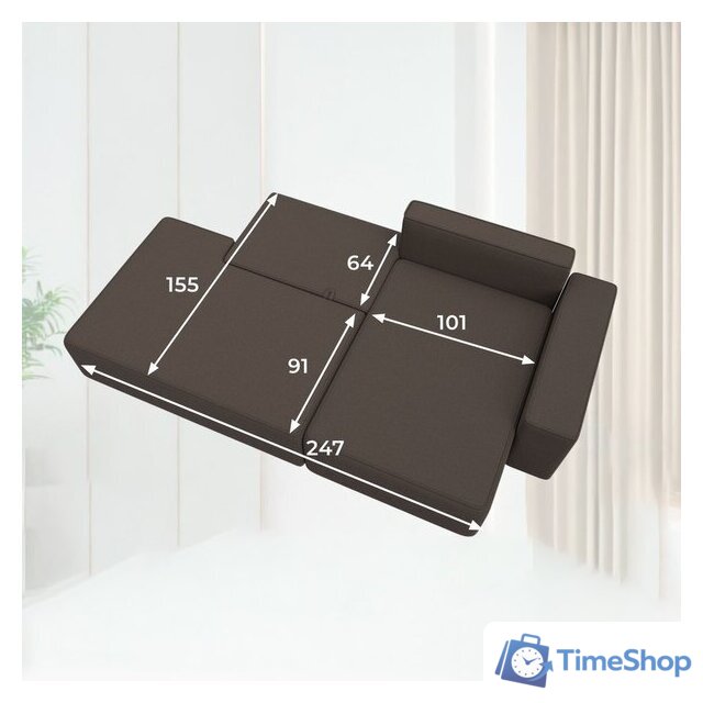 Угловой диван Лига диванов Лига-079 правый 129812 (рогожка амур 05 коричневый) - Изображение №12 — Интернет-магазин Time-Shop