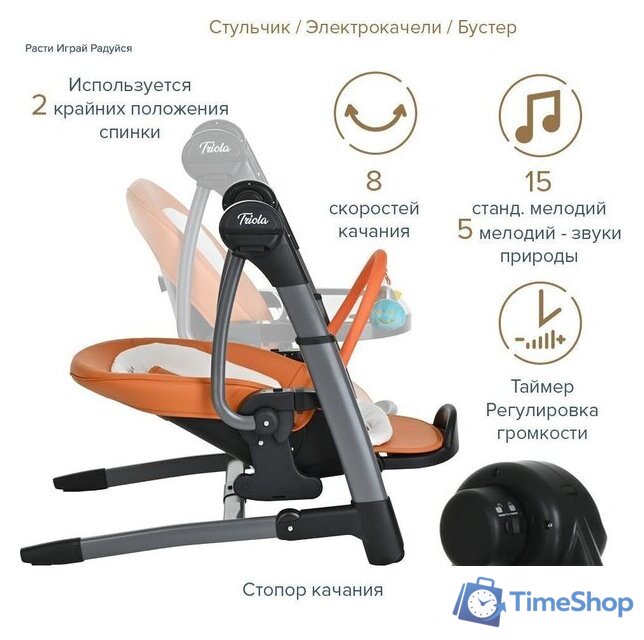 Высокий стульчик Pituso Triola (черная рама/оранжевый) - Изображение №20 — Интернет-магазин Time-Shop