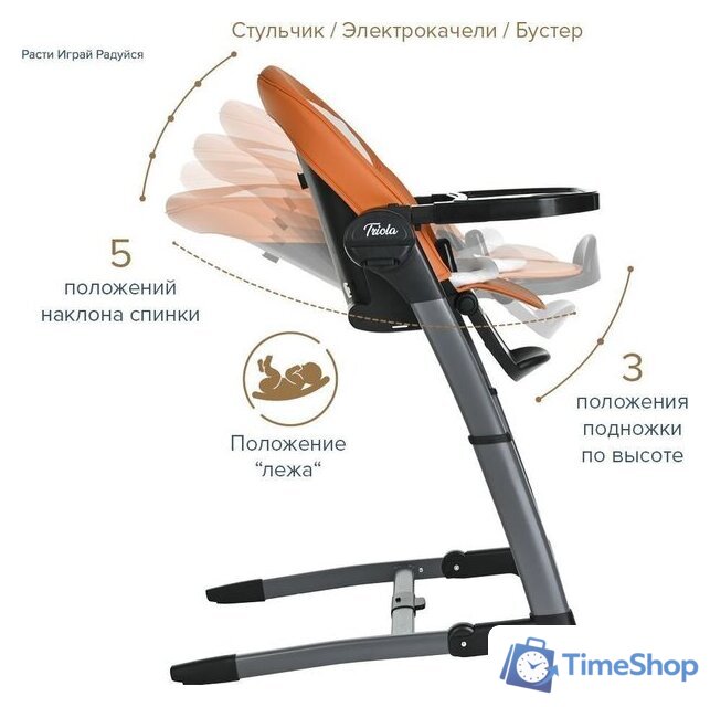 Высокий стульчик Pituso Triola (черная рама/оранжевый) - Изображение №18 — Интернет-магазин Time-Shop