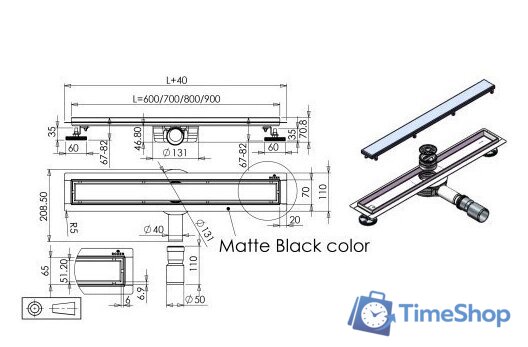 Трап/канал Roxen Supra Black 91050-60 - Изображение №8 — Интернет-магазин Time-Shop