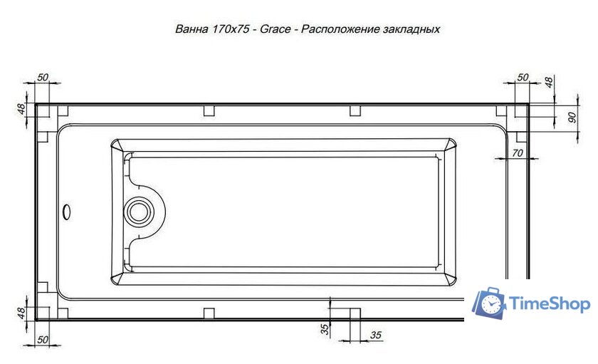 Ванна Aquanet Grace 170x75 00312397 - Изображение №11 — Интернет-магазин Time-Shop