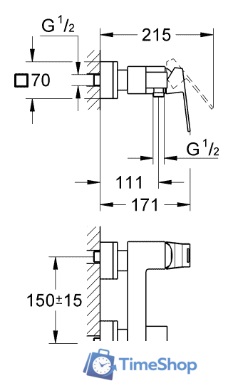Смеситель Grohe Eurocube 23145000 - Изображение №2 — Интернет-магазин Time-Shop