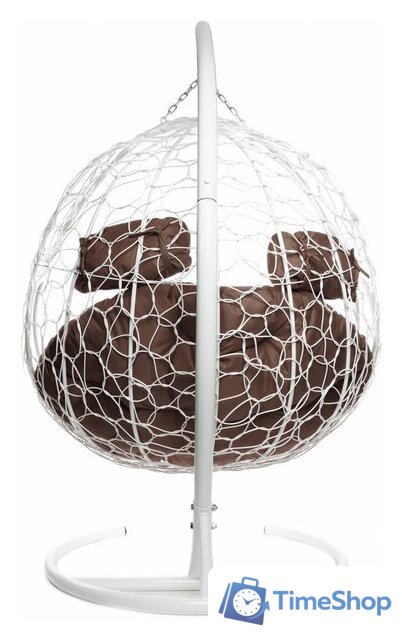 Подвесное кресло M-Group Для двоих 11450105 (белый ротанг/коричневая подушка) - Изображение №3 — Интернет-магазин Time-Shop