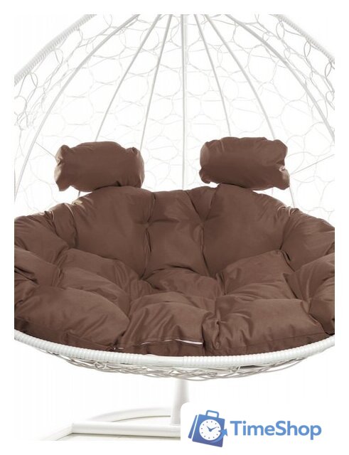 Подвесное кресло M-Group Для двоих 11450105 (белый ротанг/коричневая подушка) - Изображение №7 — Интернет-магазин Time-Shop