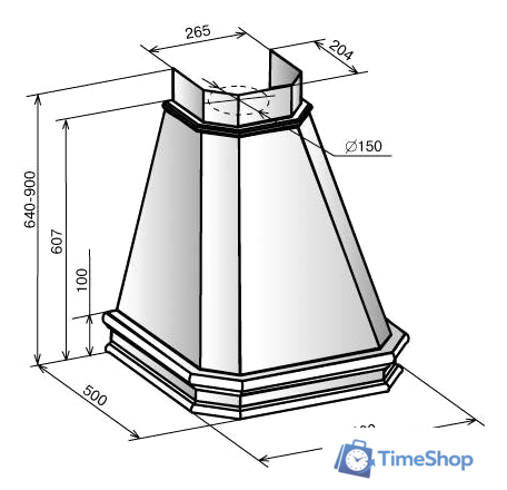 Кухонная вытяжка Elikor Пергола 60П-650-П3Л (бежевый/дуб неокрашенный) (840782) - Изображение №2 — Интернет-магазин Time-Shop