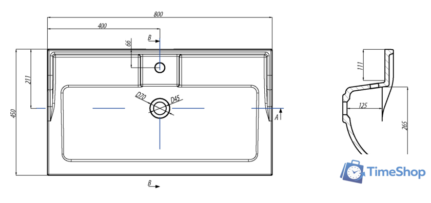 Умывальник Акватон Фабиа 80 80x45 - Изображение №2 — Интернет-магазин Time-Shop