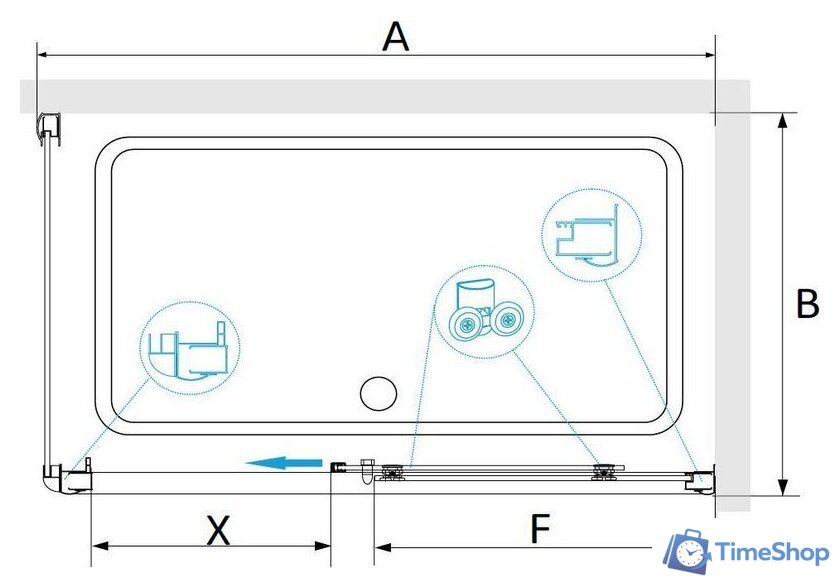 Душевой уголок RGW PA-245B 410824582-14 80x120 (черный/прозрачное стекло) - Изображение №2 — Интернет-магазин Time-Shop